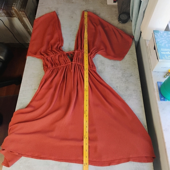 Cupshe V Neck Cover Up Dress Rust Orange Pool Beach Vacation Size Medium - Picture 11 of 13